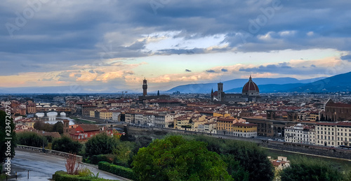 Dawn over Florence. View from Michelangelo square. Italy.