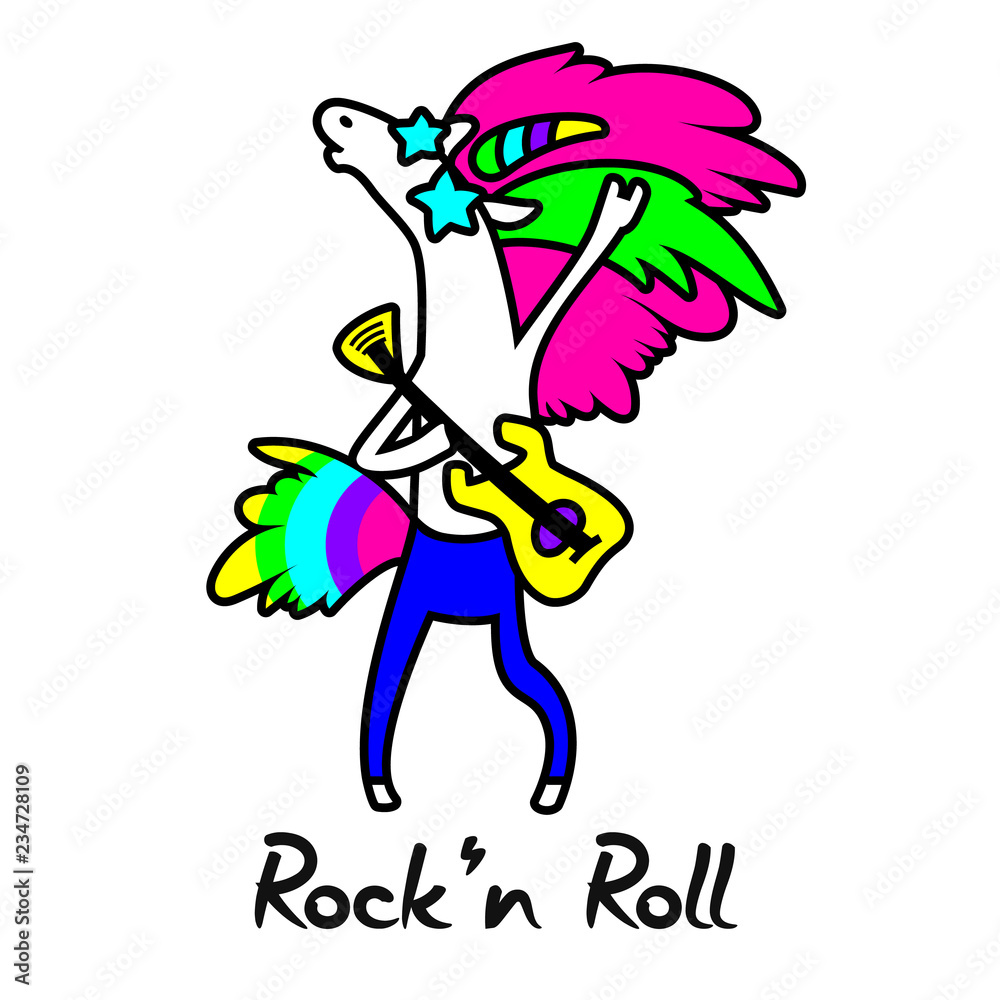 Unicorn rock star vector illustration for design
