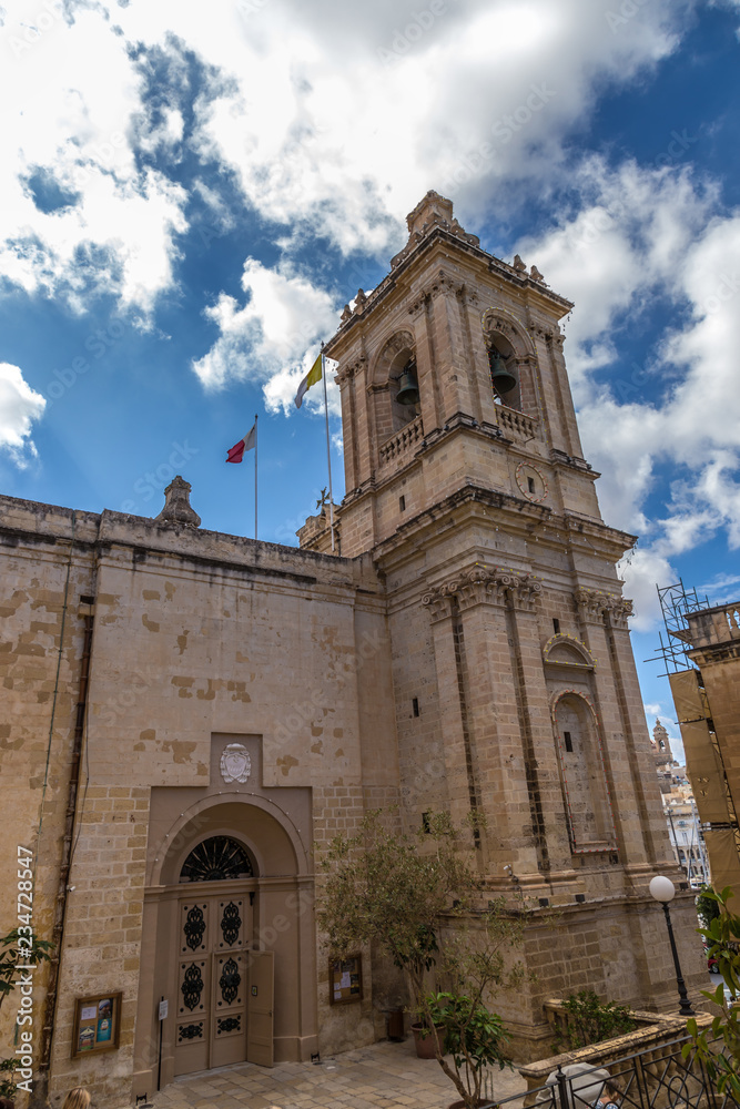 Birgu, Malta. Bell tower of St. Lawrence Church
