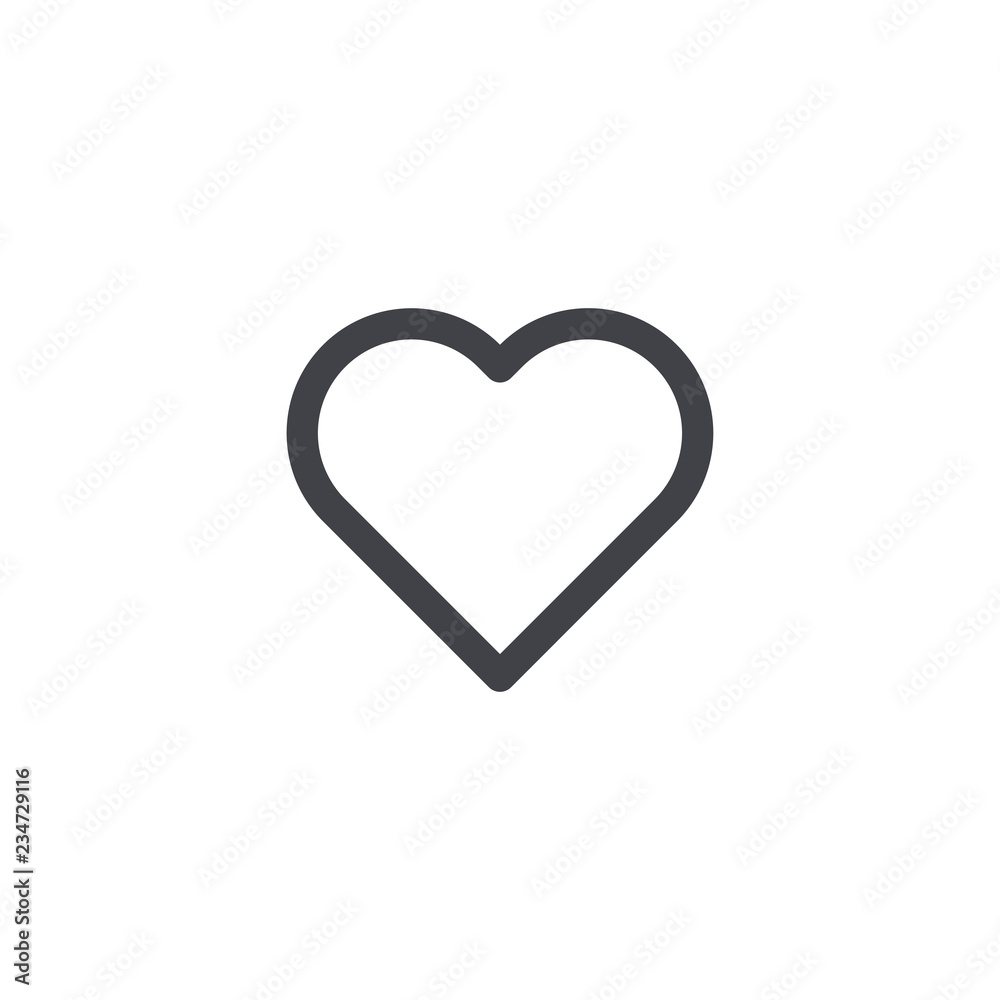 Vector heart icon. Outline heart icon. Heart shape. Love symbol Valentine's Day. Element for design logo mobile app interface or website