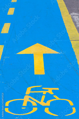 cyclist cycling path Carrera Septima in Bogota capital city of Colombia South America photo