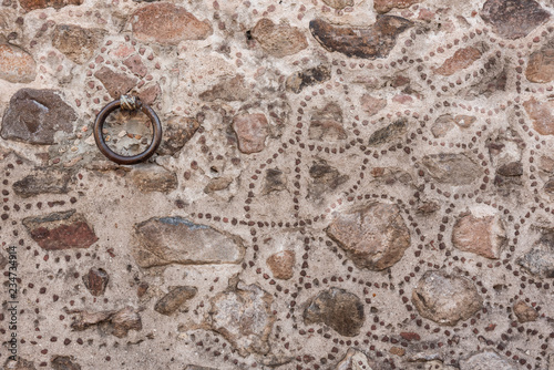 Wallpaper Mural Stone wall with steel ring for parking mules. Olds wall from colonial times found in Mexico Torontodigital.ca