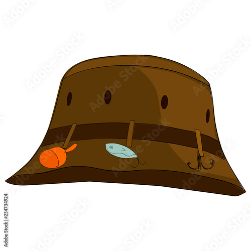 Object on white background Fisherman hat. Color background. photo