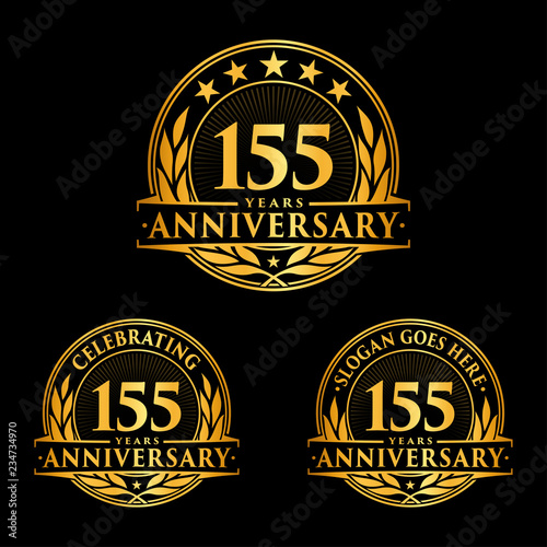 155 years anniversary set. 155th celebration logo collection. Vector and illustration. 
