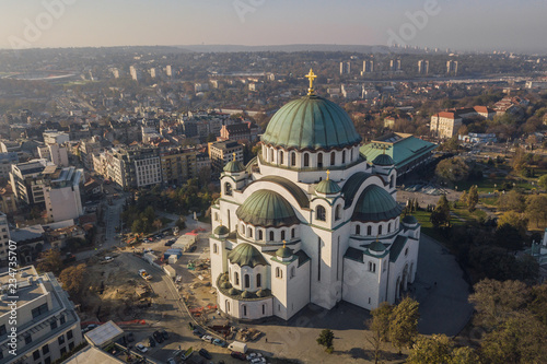 Temple of Saint Sava in Belgrade. Aeriak view
