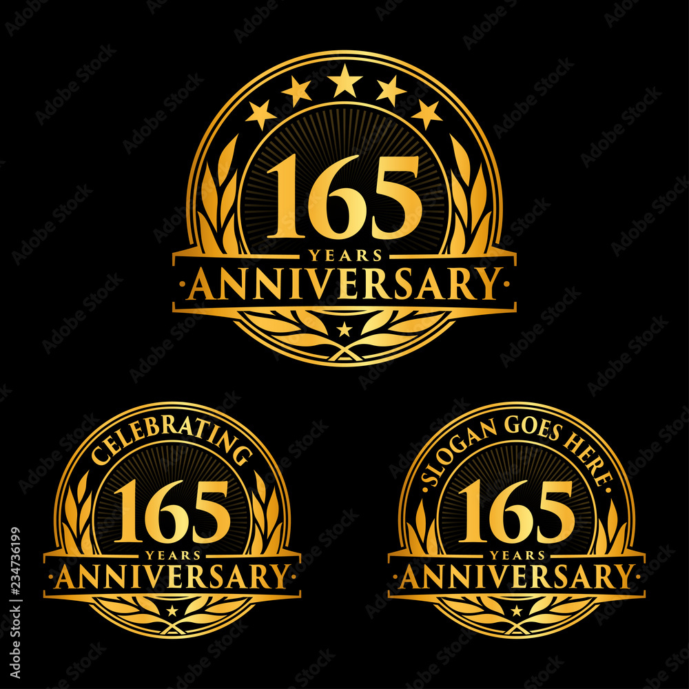 165 years anniversary set. 165th celebration logo collection. Vector and illustration. 
