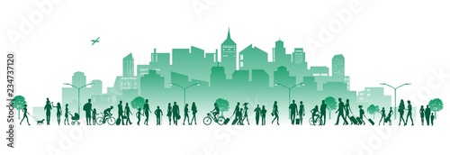 city and crowd of people