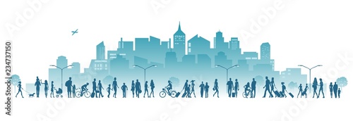 city and crowd of people vector illustration photo
