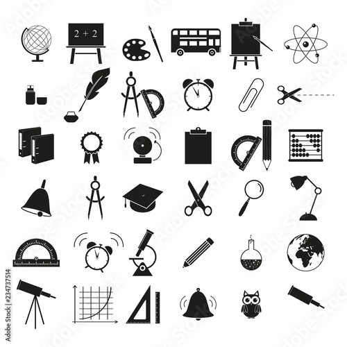Set of back to school 36 icons study