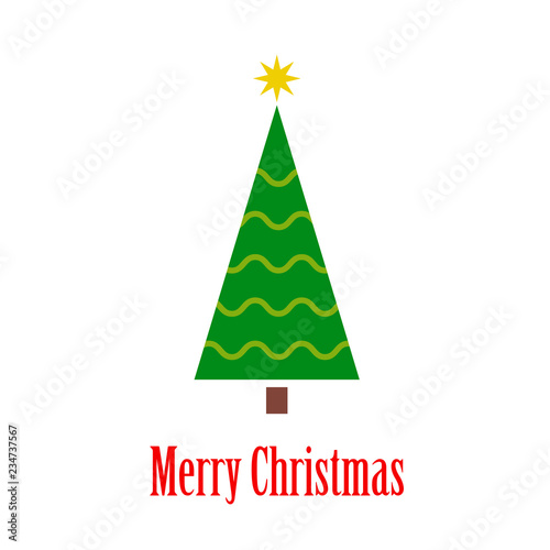 Logotipo Merry Christmas con árbol abstracto con ondas en color verde