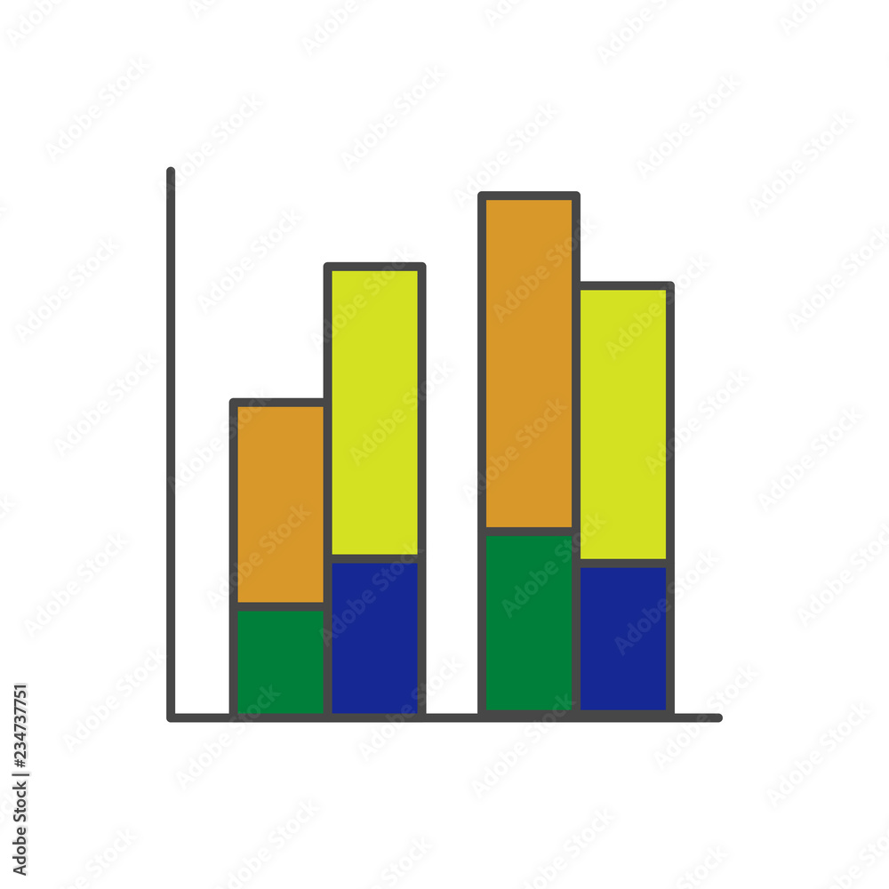 Vector clustered column chart icon with categories and segments Stock ...