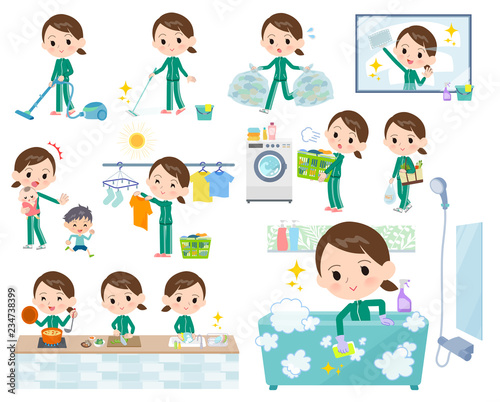 school girl Green jersey_housekeeping