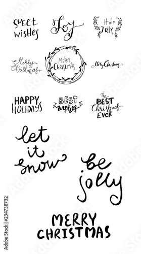 Set of Christmas lettering handwritten photo