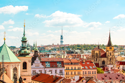 Wallpaper Mural Prague, Bohemia, Czech Republic. Old town cityscape of Praha with dome, houses, churches, television tower. Torontodigital.ca