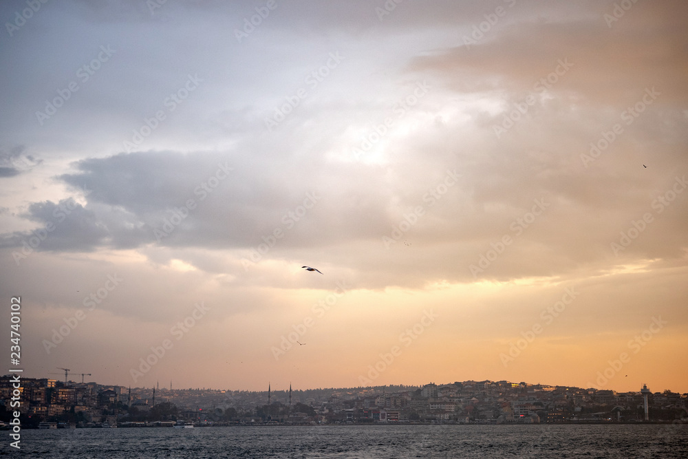 Fototapeta premium Istanbul bosphorus view at sunset
