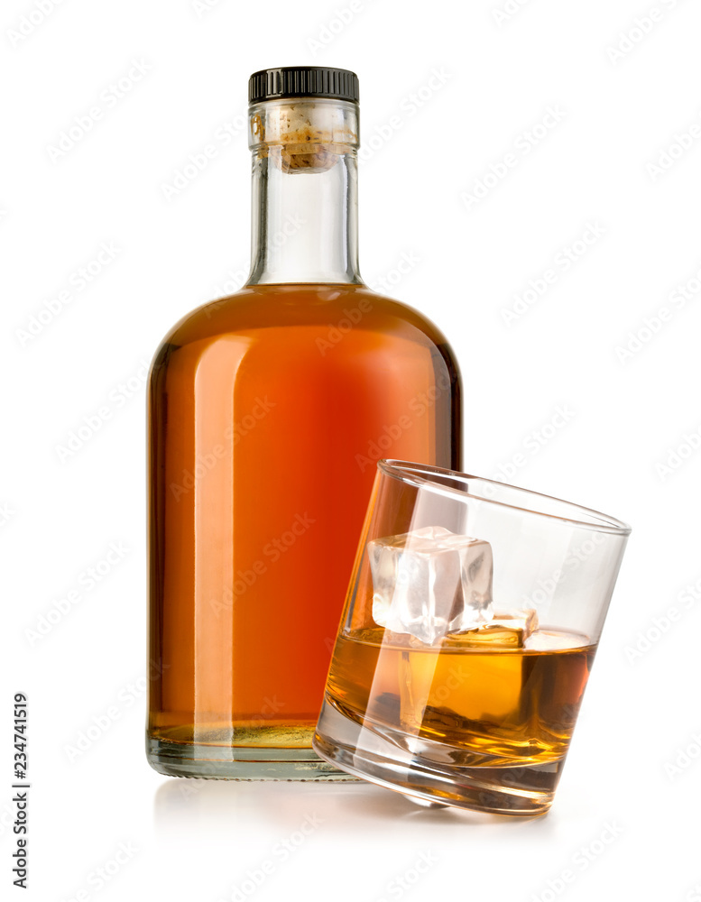whiskey bottle with glass whiskey bottle with glass