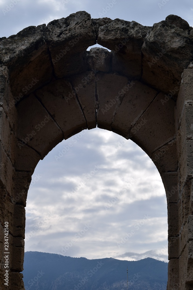 Antique arch. Ruins of an ancient castle(fragment). Kyrenia castle.The Turkish Republic Of Northern Cyprus