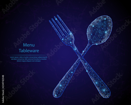 Abstract image of a spoons and forks in the form of a starry sky or space