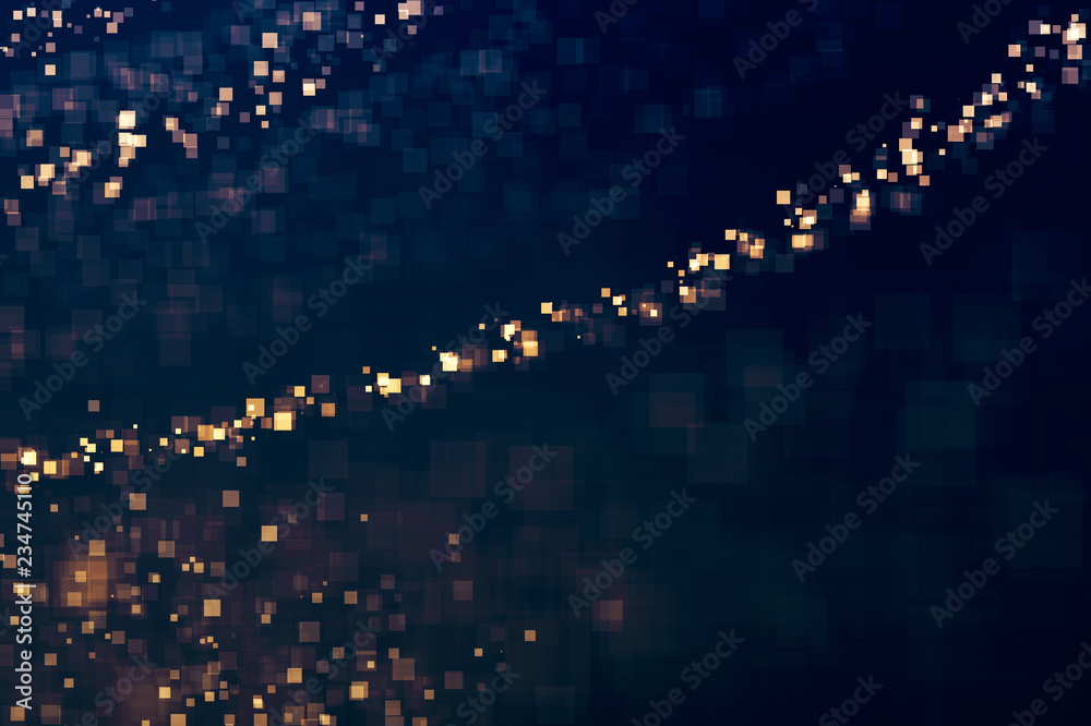 Obraz premium Glitter lights glittering squares background. Defocused bokeh dark. Illustration