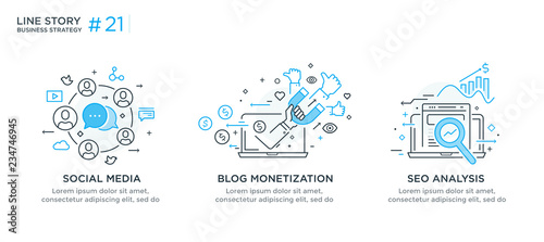 Set of illustrations concept with business concept. Workflow, growth, graphics. Business development, milestones, start-up. linear illustration Icons infographics. Landing page site print poster. Line