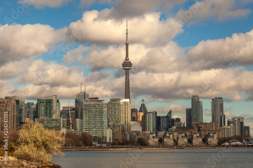 Toronto, CANADA - November 20, 2018: Panoramic view of the city of Toronto with legendary CV Tower © Deyan