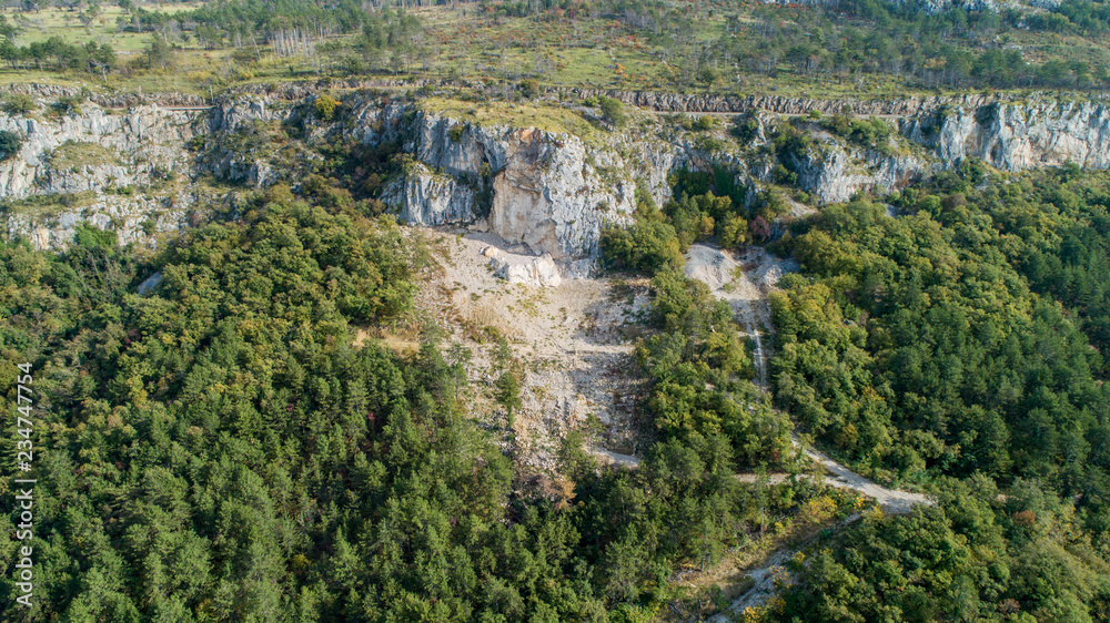 Rockfall above village of Bezovica, western Slovenia