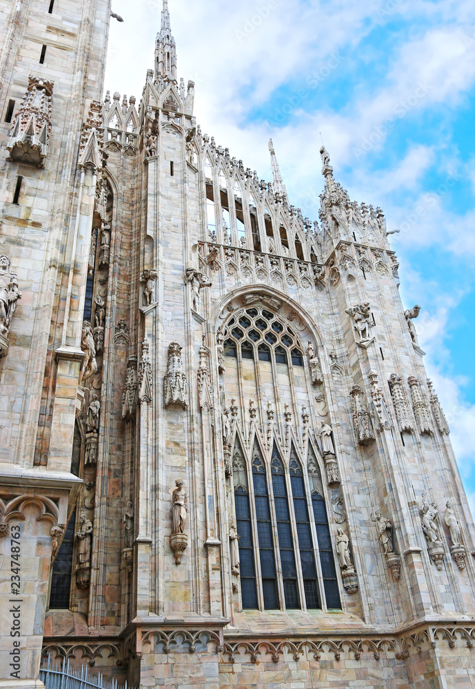 part of the Cathedral church of Milan city Italy - architecture details - famous religious landmarks
