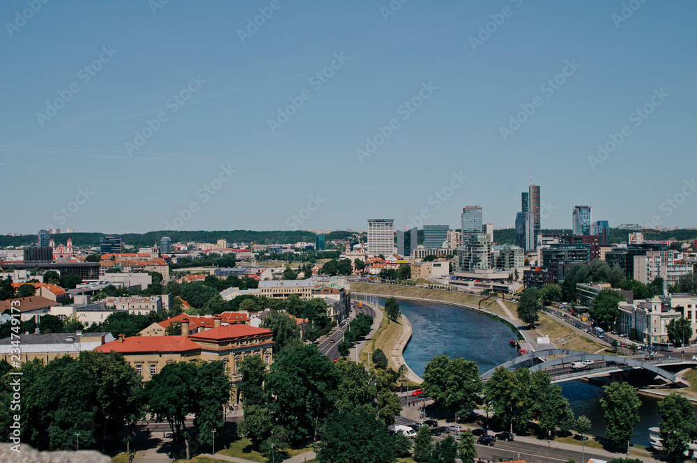 View of the city of Vilnius, Lithuania from the top of the Upper Castle
