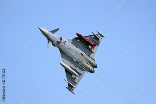 A Typhoon fighter jet is taking off
