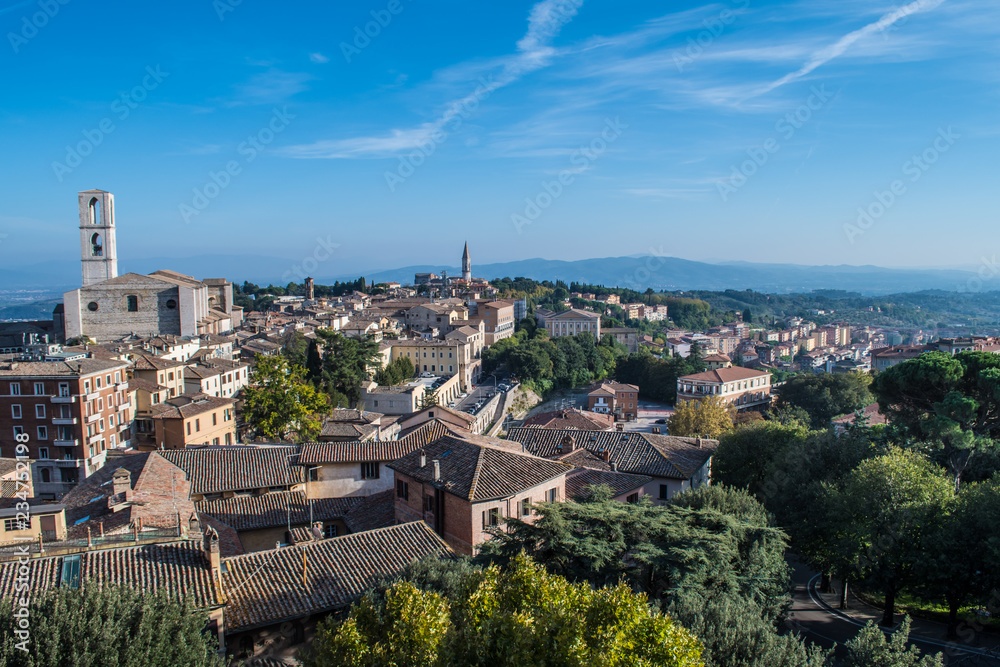 Scenes around Historical city of Perugia, Umbria Italy during the Chocolate Festival,