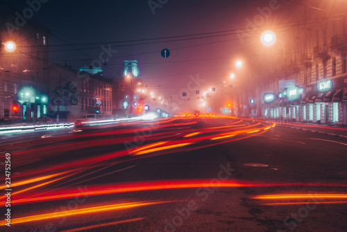 traffic in city at night © михаил кузнецов