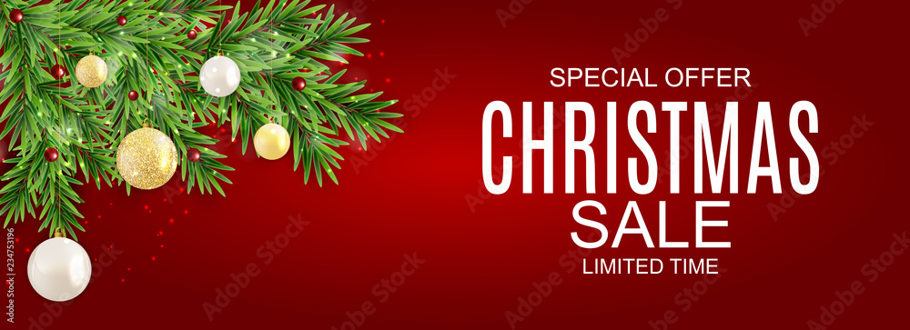 Abstract Vector Illustration Christmas Sale, Special Offer Background. Winter Hot Discount Card Template