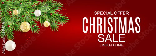 Abstract Vector Illustration Christmas Sale  Special Offer Background. Winter Hot Discount Card Template