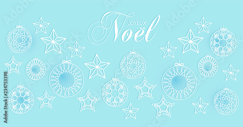 Joyeux Noel is Merry Christmas in French. Holidays background vector. 