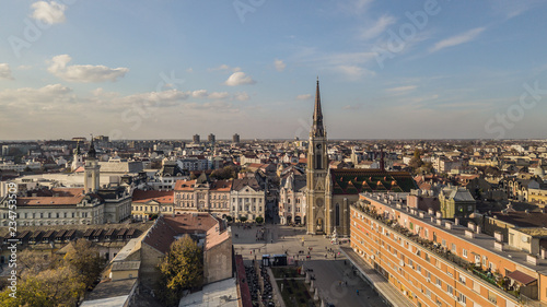 Vászonkép Aerial view of Novi Sad catholic cathedral