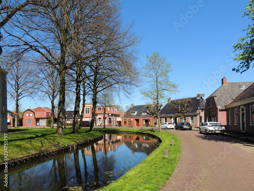 Central street in town Spijk, Netherlands