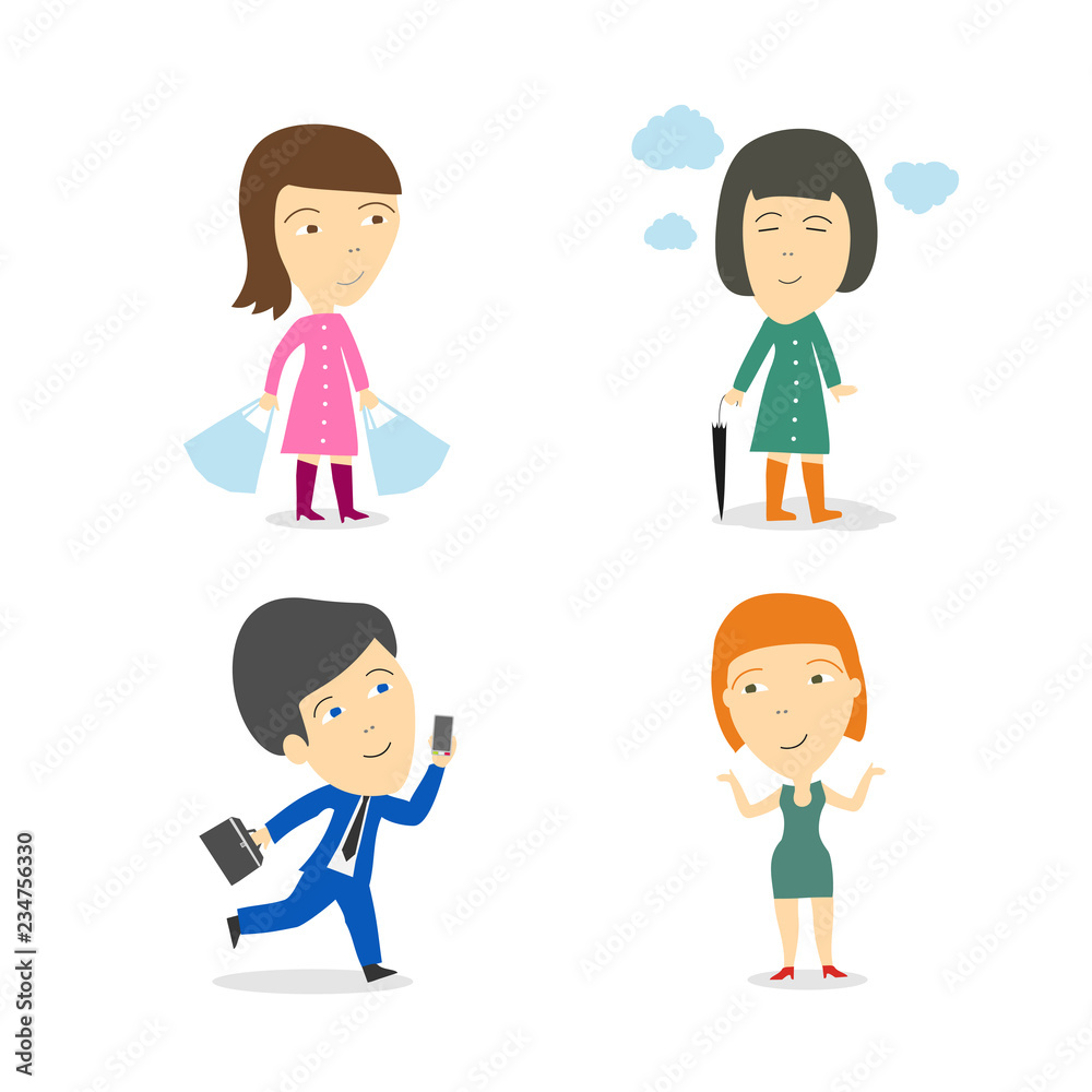 Set of characters. People with emotions of joy. Business persona. Flat Vector Illustration Set of characters. People with emotions of joy. Business persona. Flat Vector Illustration