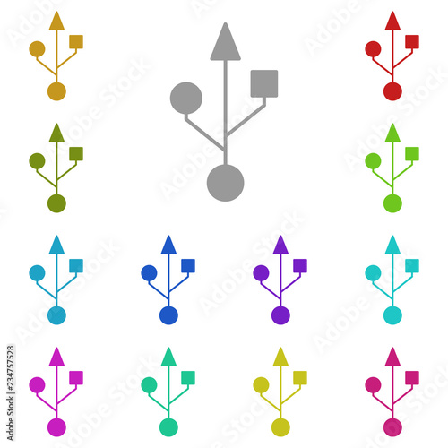 Usb sign icon in multi color. Simple glyph vector of web set for UI and UX, website or mobile application