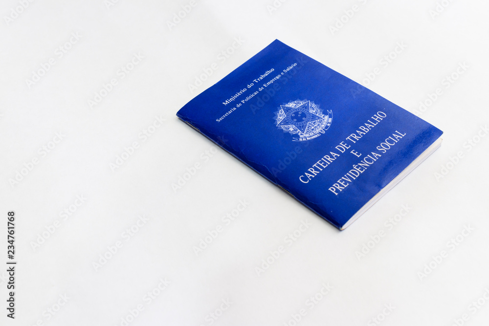 Brazilian labor and social security document, white background Brazilian labor and social security document, white background