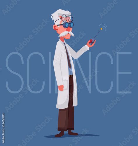 Scientist is conducting a scientific experiment. Remote controller