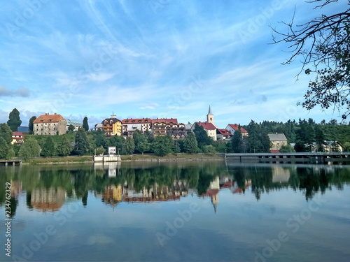Fužine city over the lake