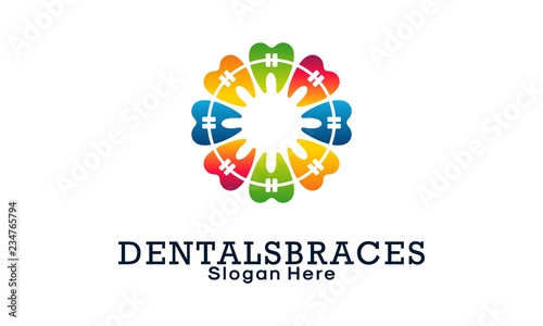 colorful dental braces logo template