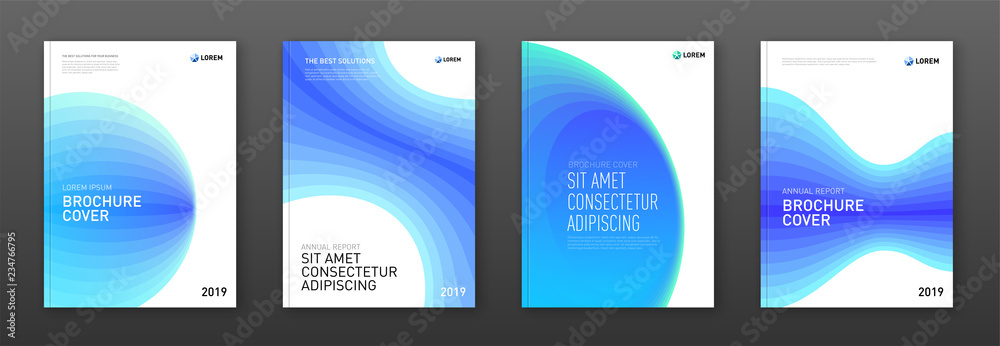 Corporate brochure cover design templates set for business and construction