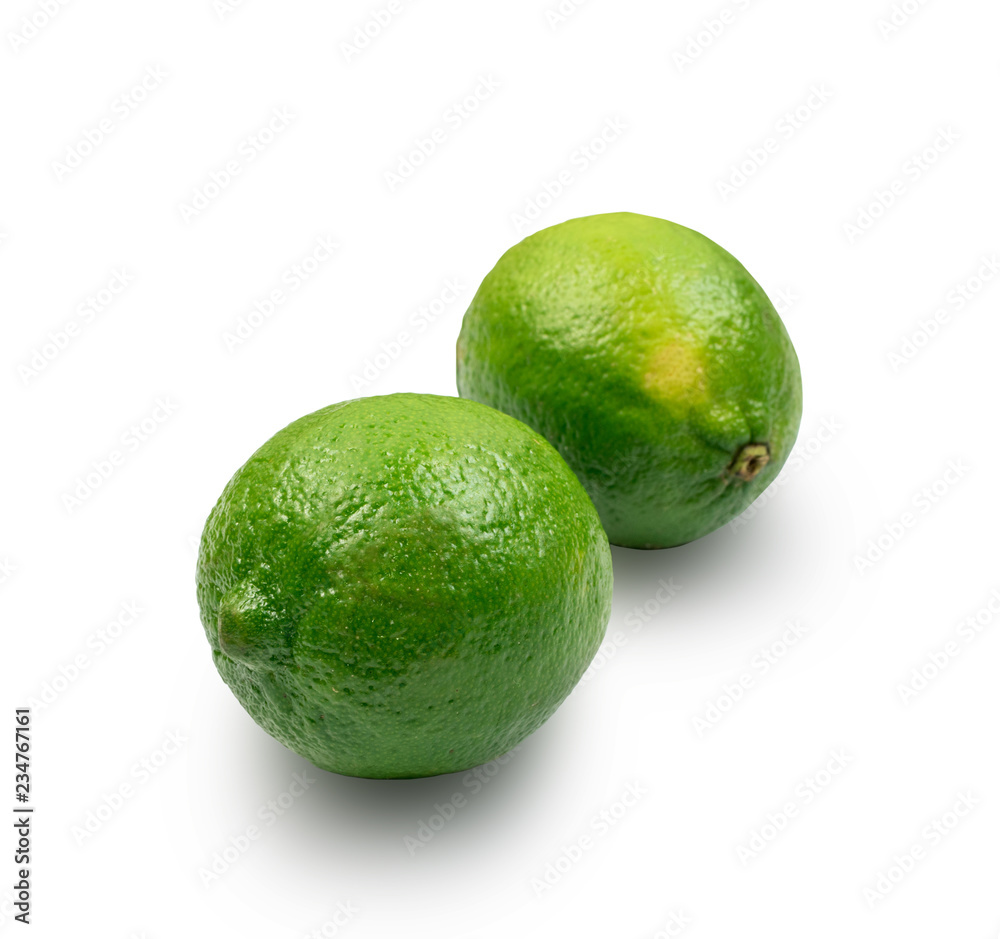 Sour key one whole lime isolated on white background