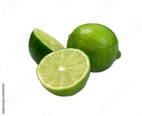 Sour key whole and sliced lime isolated photo