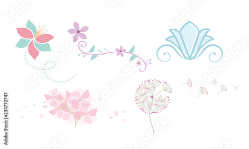 Whimsical Flowers with Blowing Petals