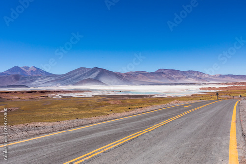 Atacama Desert, Chile. Salar Aguas Calientes. Lake Tuyacto. South America.