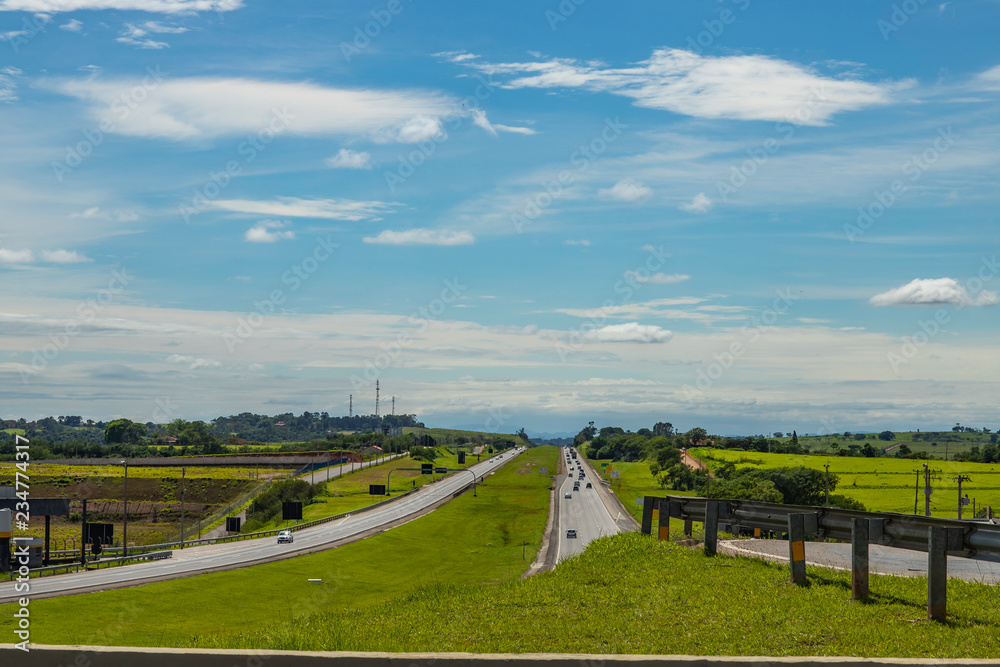 Beautiful road in a beautiful sunny day, highway Castelo Branco, Sao Paulo Brazil. South America. Beautiful road in a beautiful sunny day, highway Castelo Branco, Sao Paulo Brazil. South America.
