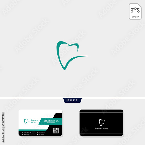 dental icon logo template vector illustration, free business card design