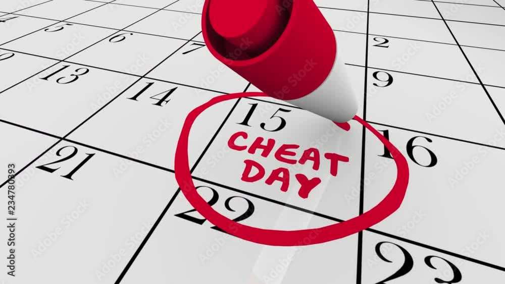 Cheat Day Calendar Going Off Diet Eating 3d Animation